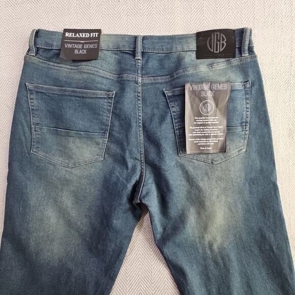 Vintage Genes Black VGB Jeans Men's 36W x 32L Relaxed Fit French Terry Denim NWT - Picture 10 of 16